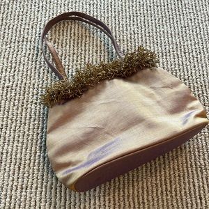 Gold satin and beads purse for all your holiday events.